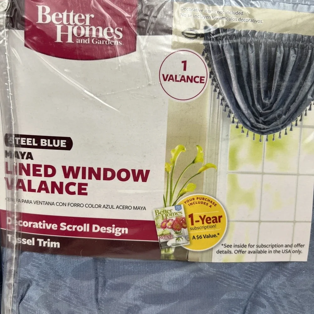 Better Homes and‎ Gardens Lined Window Valances (Set of 2) Steel Blue Maya